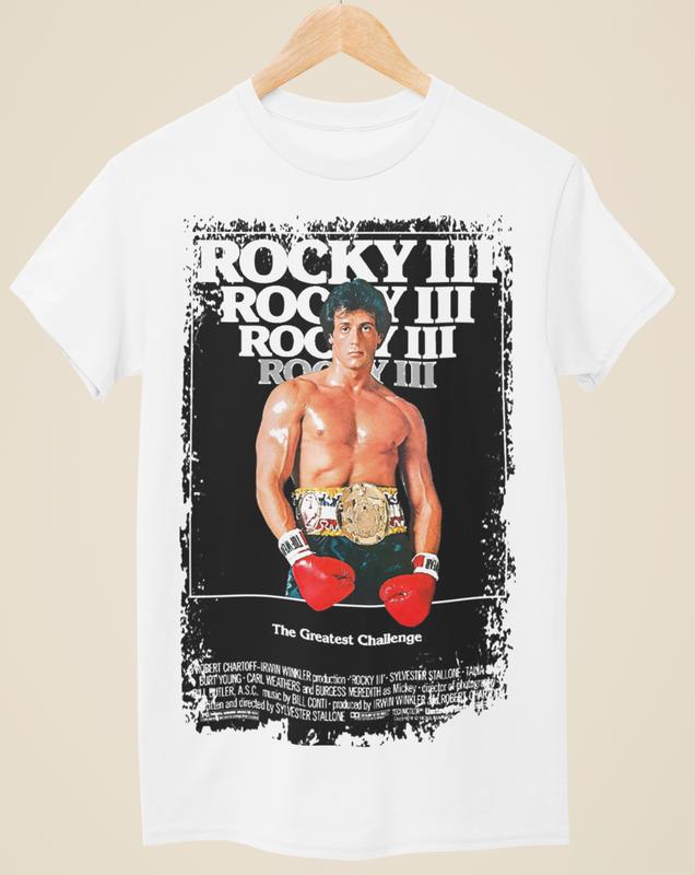 Rocky III - Movie Poster Inspired Unisex White T-Shirt Graphic Tee