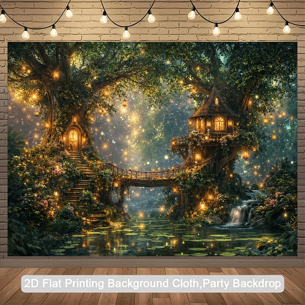 Dream Forest Theme 2D Party Background Wall, suitable for weddings, birthdays and photography shoots