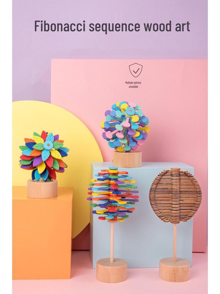 Деревянный волчок-орнамент игрушка по мотивам последовательности Фибоначчи