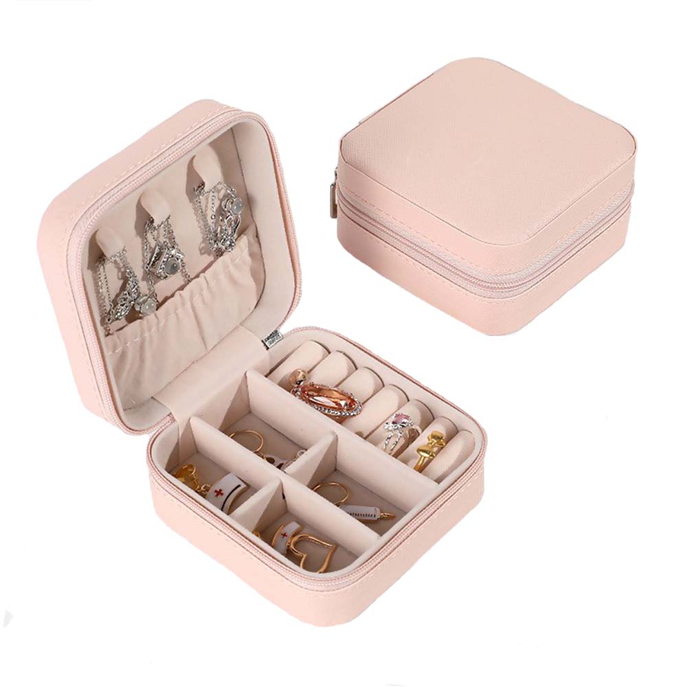 1 Piece Ladies Travel Jewelry Box with Mirror, Small Bead Box, Earrings, Rings, Necklaces, Bracelets, Portable Mini Jewelry Box