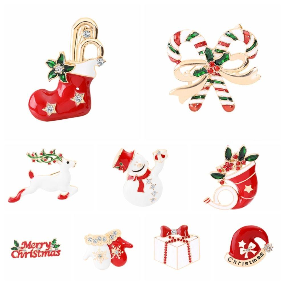 Snowman Santa Rhinestone Badge Fashionable New Year Pins Christmas Brooch Christmas Present