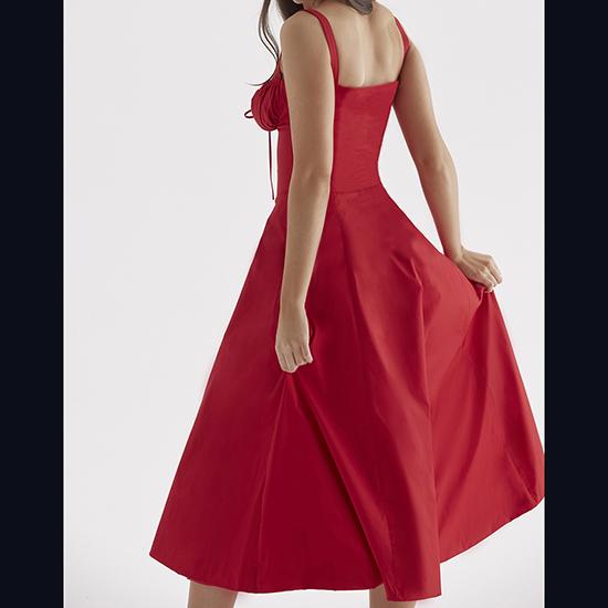 Summer Temperament, Solid Color, Fashionable, High-quality Suspender Dress, Medium Length Dress for Women