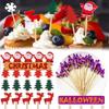 100 Disposable Christmas/Halloween Ghost Toothpicks,Snowmen,Christmas Trees,Christmas Fruit Picking,Christmas Decorations,Christmas Party Supplies