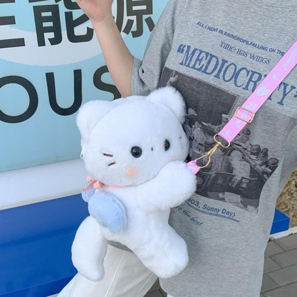 Korean Style Plush Doll Crossbody Bag JK Lolita Animal Shoulder Bag Children's School Bag Outdoor