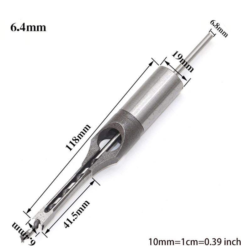 Multi-purpose Square Hole Drill Bit Steel Hardness for Sharp Durable Mortising Chisel Set 6.4 mm/8mm/9.5mm/12.7mm/14mm/1