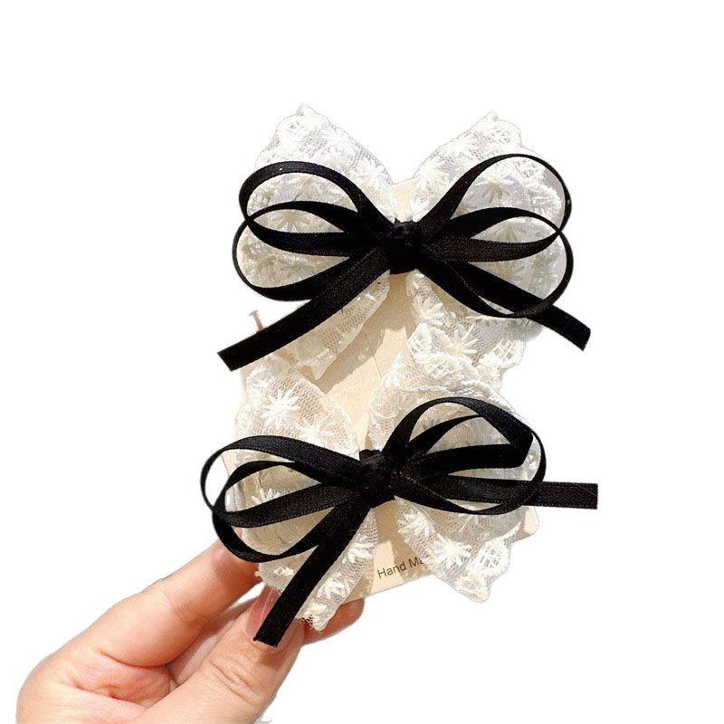 New Korean Lace Bow Children's Headgear Little Girl Temperament Lace Hairpin Handmade High-end Headgear Hair Clip