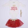 Baby Girl Daddy's Princess Written Glittery Tulle Red Skirt Set of 3