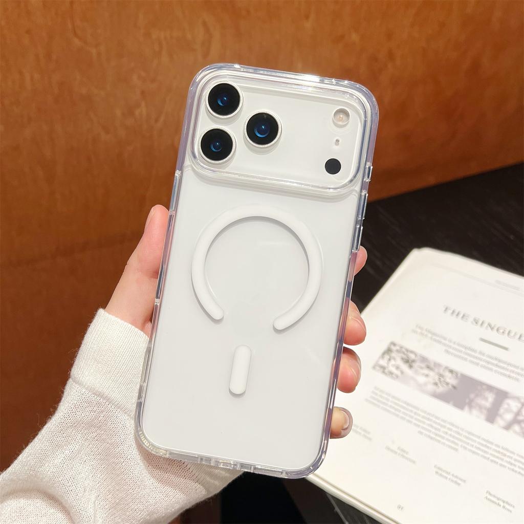 For iPhone 17 Pro Magnetic Case High Transparency PC + TPU Phone Back Cover