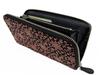 Inden 2317 Bundle F Black Deerskin X Pink Lacquer Clematis Pattern 10cm X 19cm X 2cm Round Zipper Long Wallet [Indenya]
