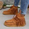 Vintage Tassel Lace-up Ankle Boots for Women Autumn Winter Pointed Toe Cowgirl Boots Woman Suede Western Cowboy Chelsea Boots