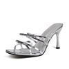 Fashion Women's Fashion Stiletto High Heels Summer New Square Head Butterfly Knot Thin Strap Comfortable Temperament Sandals