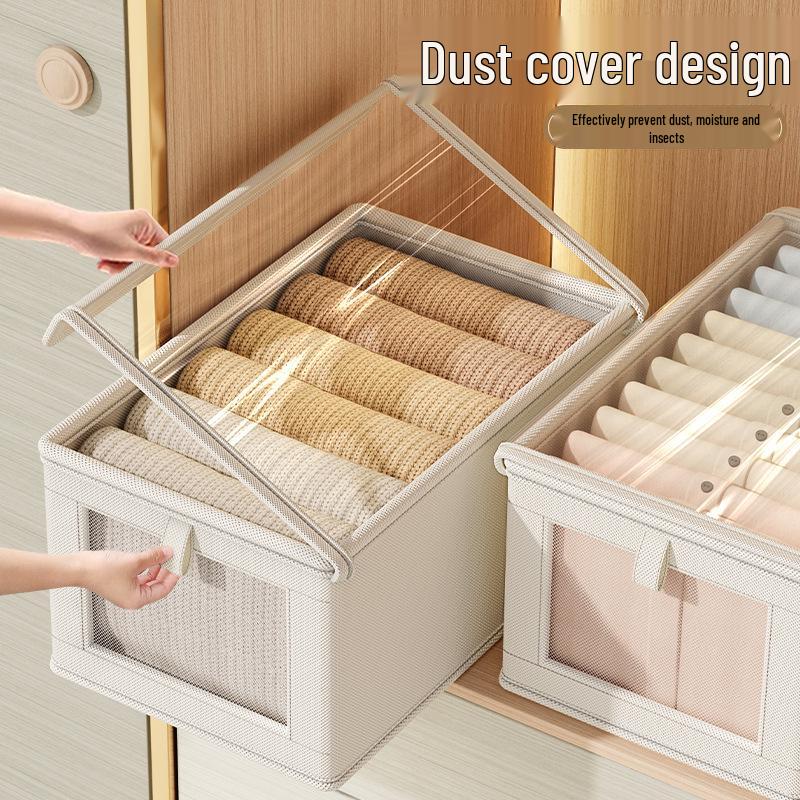 Large Oxford Cloth Visible Window Clothes Storage Box with Lid