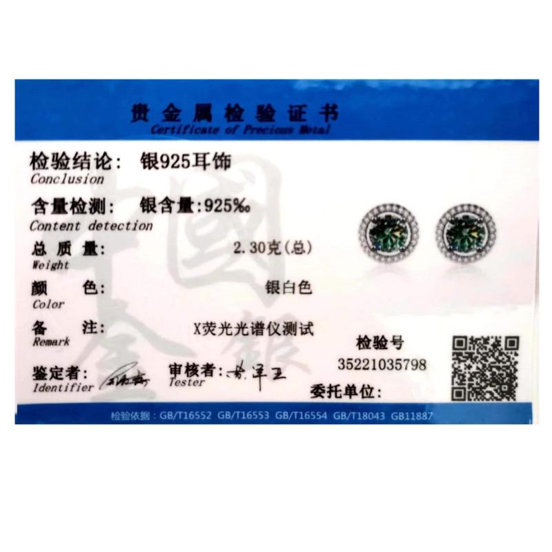 Bague Ringen S925 Silver Earrings Moissanite Gold Round Earrings Fashion Sweet Earrings Gift Silver Jewelry