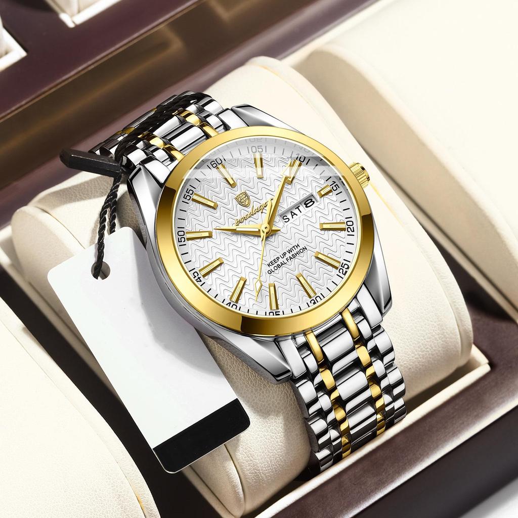 POEDAGAR Роскошные деловые мужские часы для мужчин водонепроницаемые светящиеся из нержавеющей стали дата неделя мужские кварцевые часы