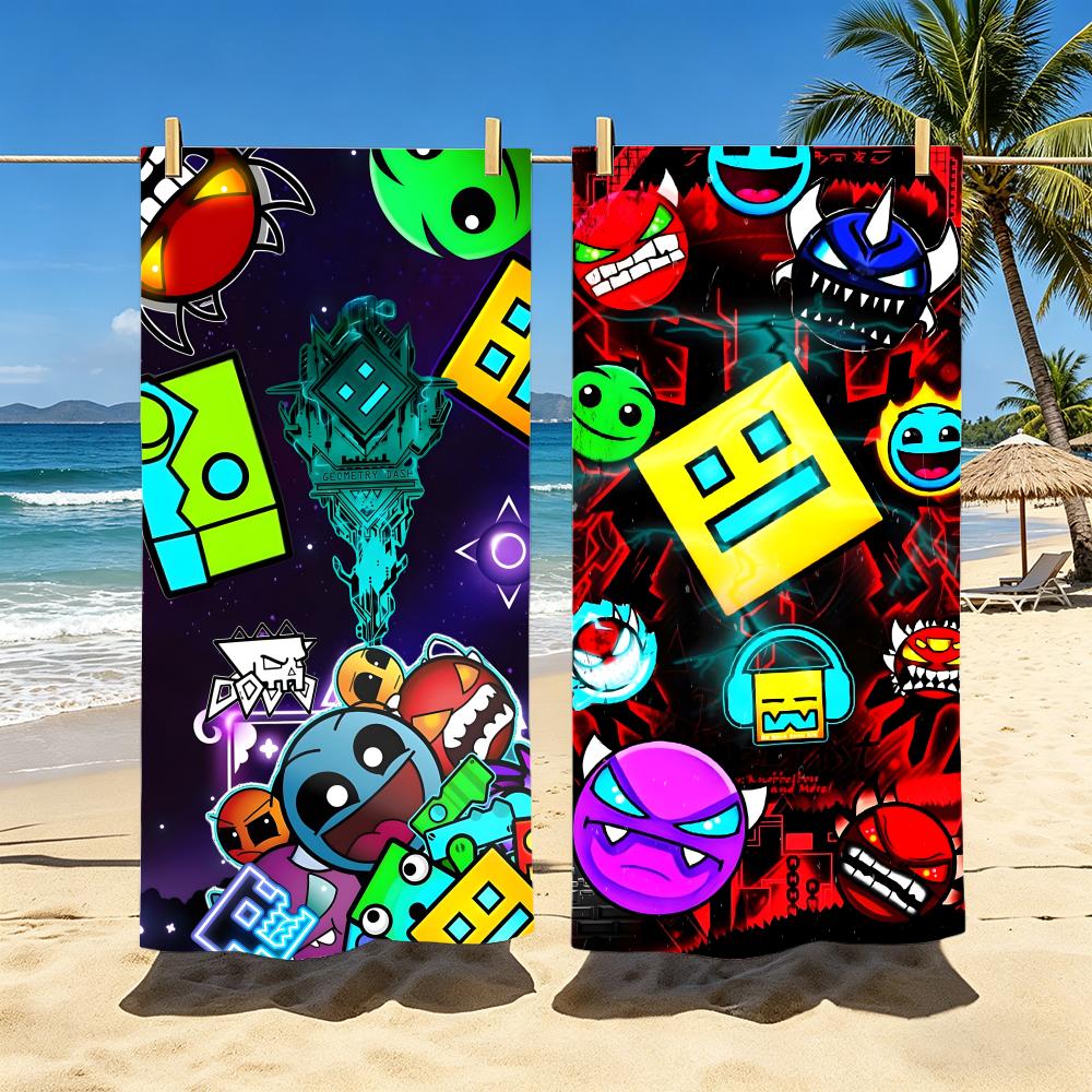 G-Geometry Dash Robtop Games Полотенце Полиэстер Пляжное Полотенце Быстросохнущее Без Песка Банное Полотенце Для Лета Бассейна Путешествий Отпуска