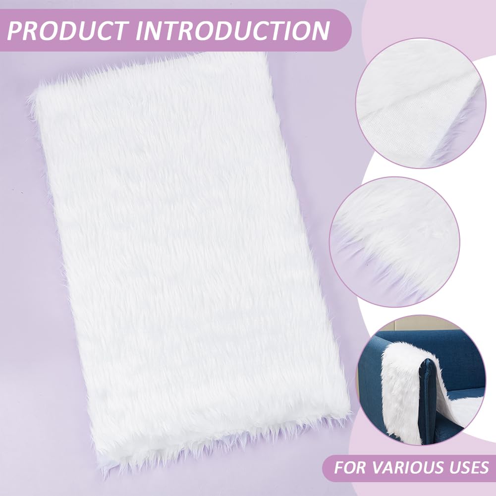 BENECREAT Пушистая однотонная лохматая ткань из искусственного меха Белая мягкая ткань из искусственного меха 100 х 30 см Ткань для рукоделия Плюшевая ткань для игрушек Рукоделие Фото