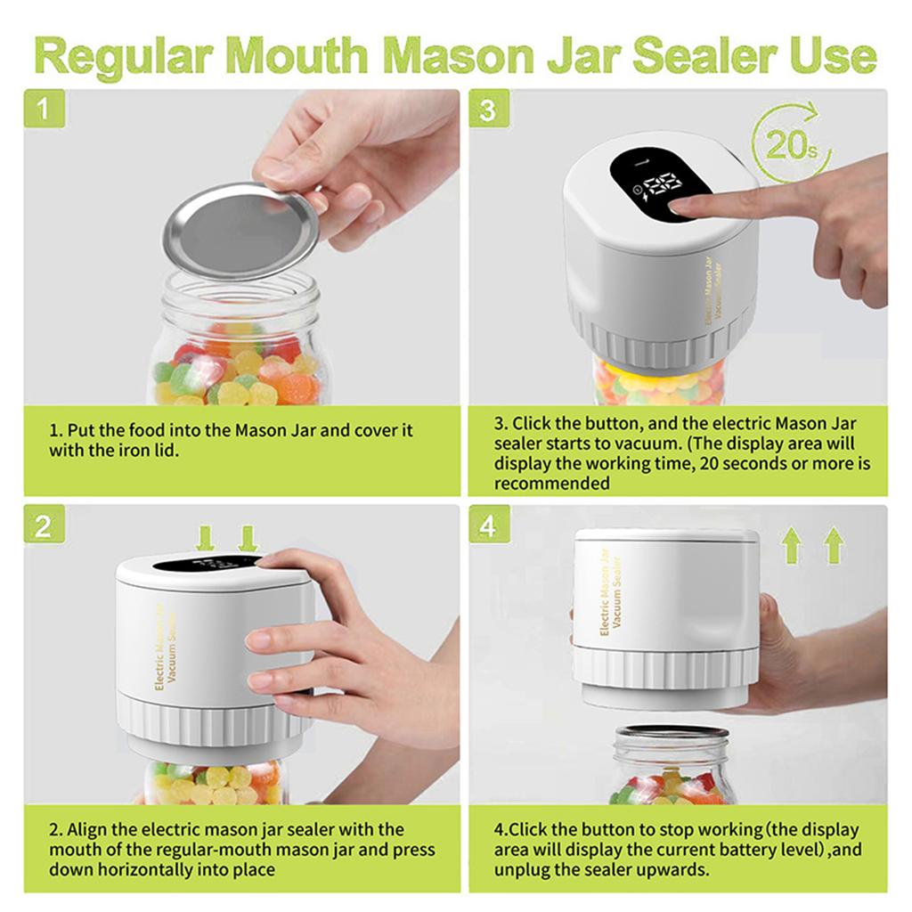 Электрический комплект вакуумного упаковщика Mason Jar Беспроводной автоматический комплект упаковщика банок для хранения продуктов питания и