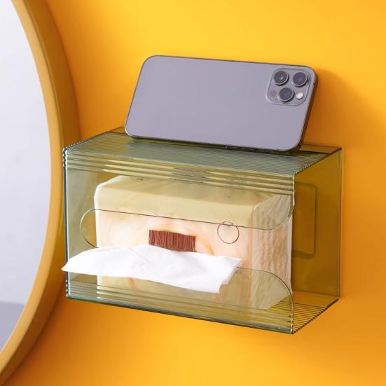 Настенный держатель для салфеток большой вместимости с прозрачным дизайном, простая установка, коробка для туалетной бумаги для ванной комнаты