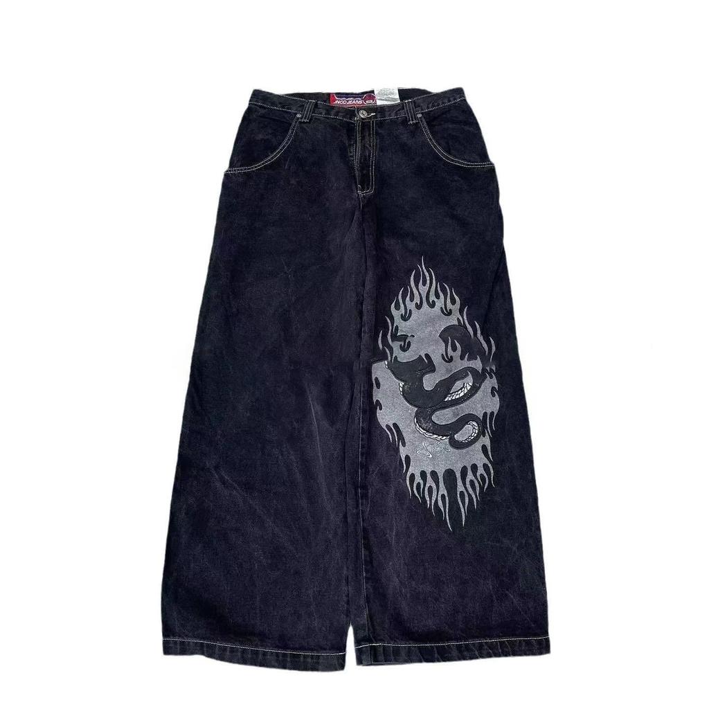 Джинсы-мешковатые Y2K мужские винтажные вышитые джинсы хип-хоп готические уличные Harajuku мужские женские повседневные широкие джинсы