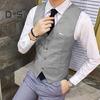 Men Suit Vest Waistcoat V Neck Sleeveless Solid Color Slim Fit Single Breasted Cardigan Formal Business Coat Groom Wedding Coat
