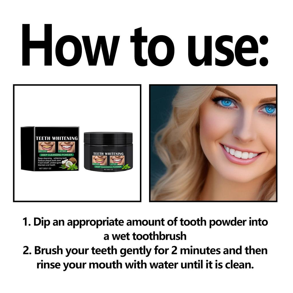 Teeth Whitening Powder Stain Remover Oral Cleaning Fresh Breath Tooth Powder