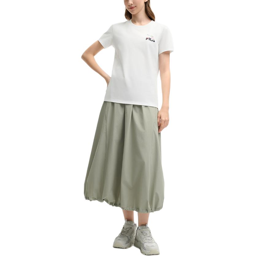 Fila Оригинальная юбка-парашют Модная Универсальная Приятная к коже Удобная Повседневная Длинная юбка Женские юбки Зеленый Хаки F51W529307F-DK