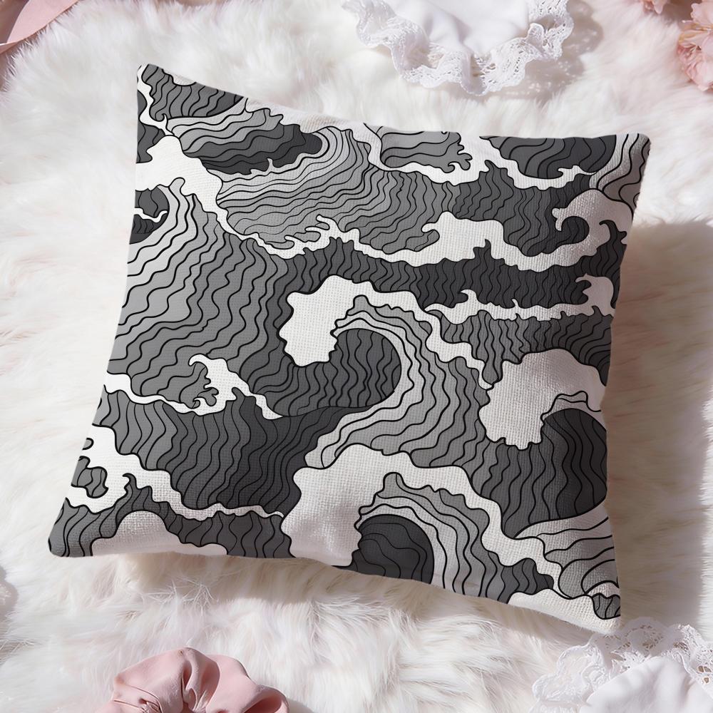 Wave pattern Cushion Cover Premium Comfort Reversible Pillow Cove Two in One Design for Any Room Car Interior