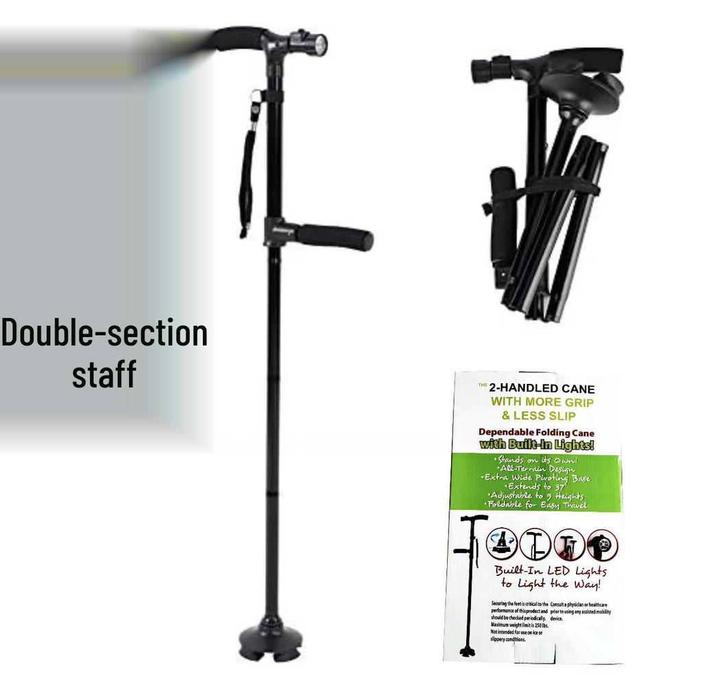 TrustyCane: Light-Up Walking Stick with Voice Broadcast for Seniors, Five-Section Adjustable Design