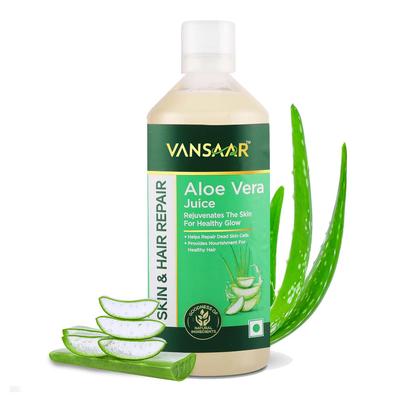 Vansaar Aloe Vera Juice For Glowing Skin & Healthy Hair, 100% Natural, 1L 2.2lbs