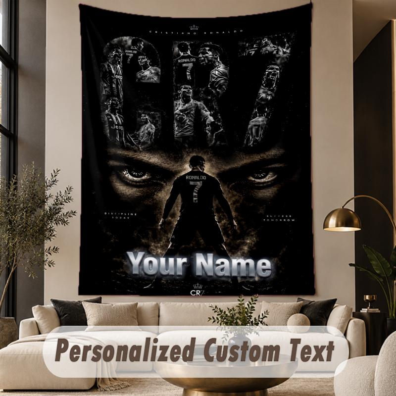 Custom Text Tapestry Cristiano Ronaldo Print Wall Tapestry Indoor Living Room Wall Decor