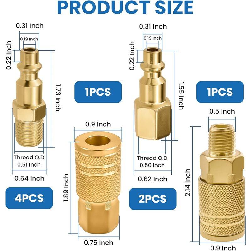 2025 Trend Brass Quick Connect Coupler And Plug Universal 1/4" NPT For Air Fittings Kit High Flow Industrial For Air Compressors