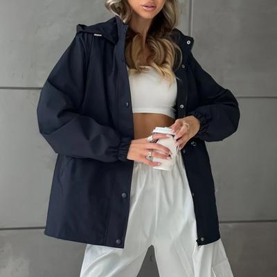 Ветровка Yousheng для женщин, легкая, на кнопках, на молнии, куртка-худи, со шнурком на талии, ветрозащитная верхняя одежда с карманами для путешествий, активного отдыха
