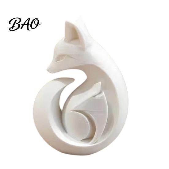 Easy Care Fox Statue 3D Printed Sculpture, Matte White Minimalist Solid Structure Ornament, Sculpture Stain-Resistant Smooth Surface Compact Art Piece