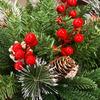 Pre-lit Christmas Tree Urn Filler 20 Inch Artificial Pine Tree with Pinecone Red Berries Battery Powered Light Up Planter Filler with Tripod Stake
