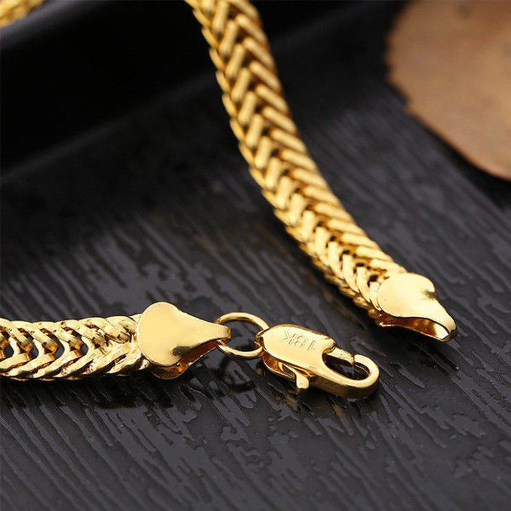 18K 21cm Bracelet Gold Gp Gold Gold Chain Boyfriend Men's Unique Gold Chain Chain Bracelet