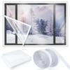 Winter Windproof Thermal Indoor Plastic Curtain Window Insulation Kit Cuttable Transparent Film with Adhesive Straps Reusable Window Film