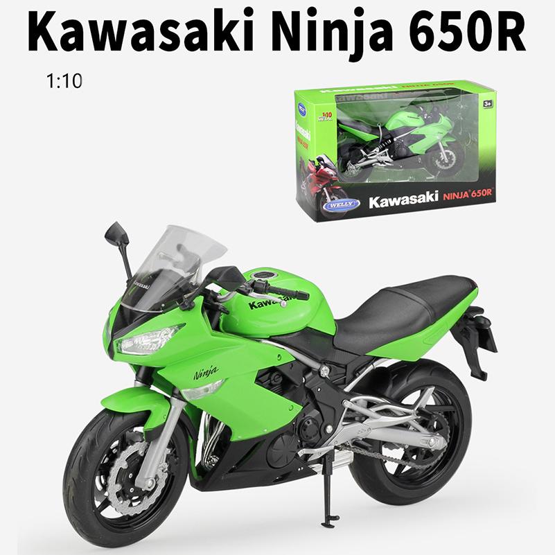 Welly 1:10 Scale Kawasaki Ninja 650R Alloy Motorcycle Model Diecasts Metal Toy Vehicles Motorcycle Model High Simulation Collection Childrens Gifts