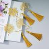 New Apricot Rose Gold Chinese Style Leaf Tassel Metal Bookmark