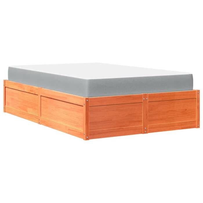 Maison Exclusive - Lit avec matelas cire marron 120x200 cm bois massif de pin