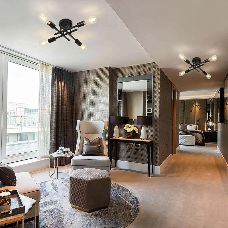 Semi Flush Mount Modern Chandelier Close To Ceiling Lighting Black Ceiling Light Fixture