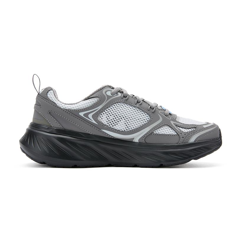 Skechers Летний дышащий модный универсальный тканевый верхний слой из коровьей кожи низкие повседневные кроссовки для бега мужские кроссовки Темно-серый 232919-CCBK