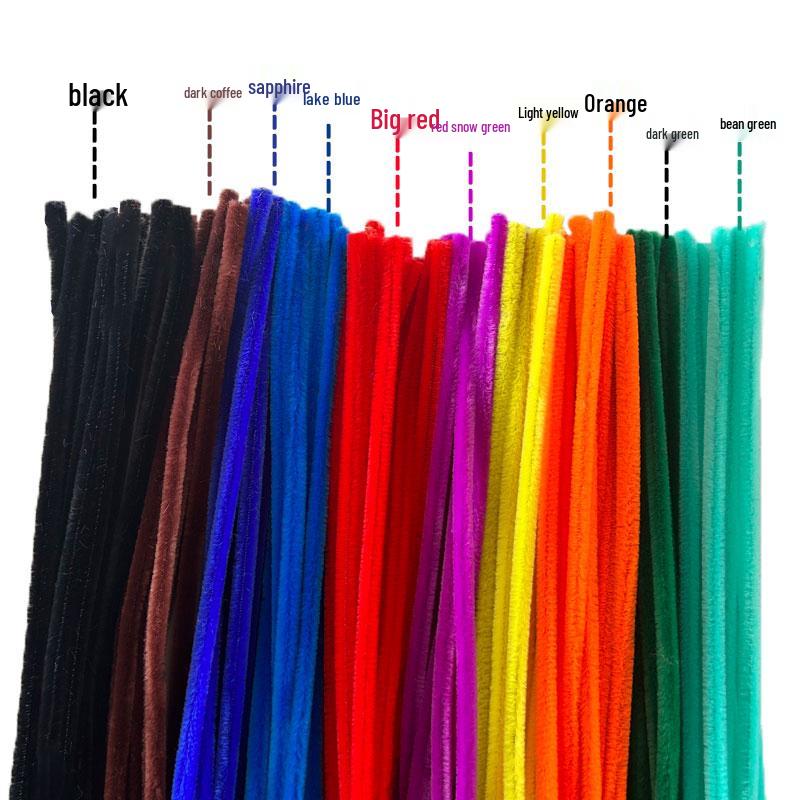 Thickened White Chenille Pipe Cleaners - Mixed Colors for DIY Bouquet Crafts
