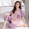 Summer Ladies Pajamas Loungewear Set Teenage Student New Short Sleeve Cropped Pants Fat Ladies Plus Size Loose Loungewear