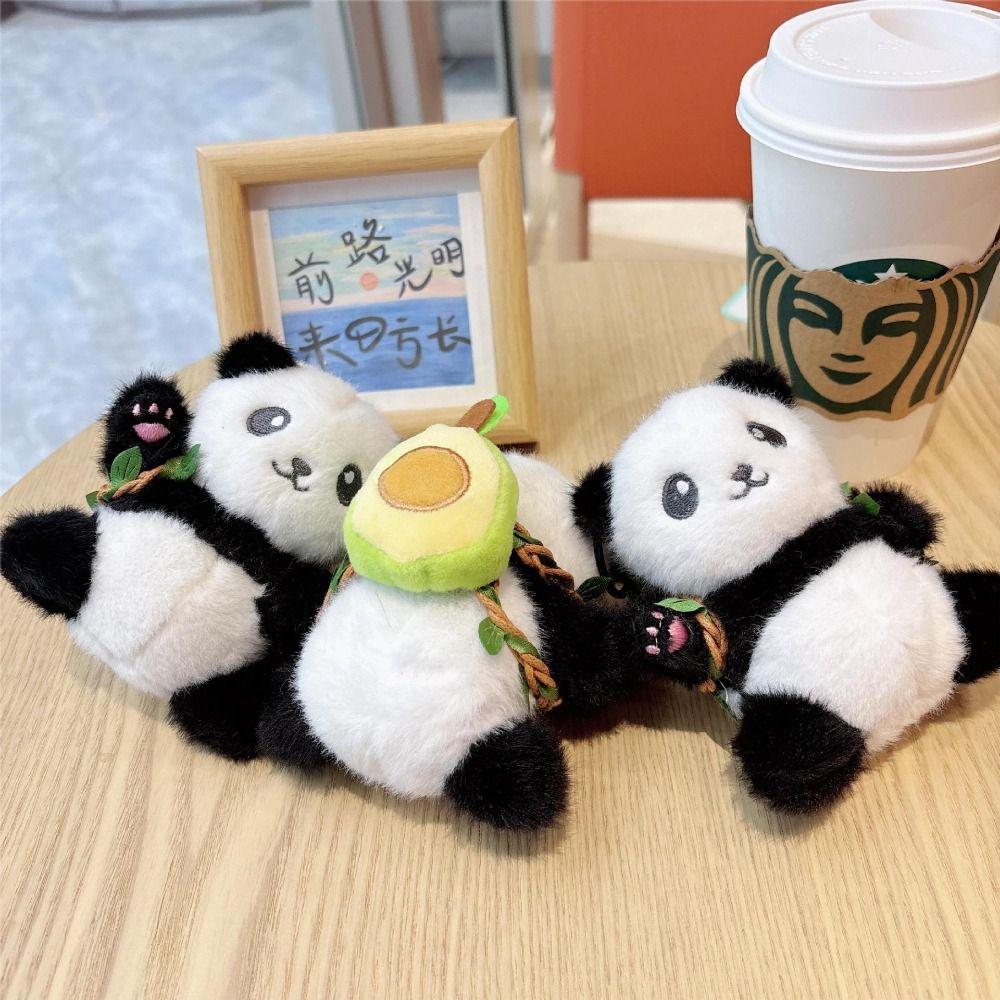Flower Cartoon Panda Pendant Cute Key Ring Plush Panda Key Chain  School Bag Pendant