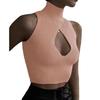 New Summer Solid Color Sexy Hollow Design Short Vest Turtleneck Navel Hot Girl Sweater Halter Neck Top