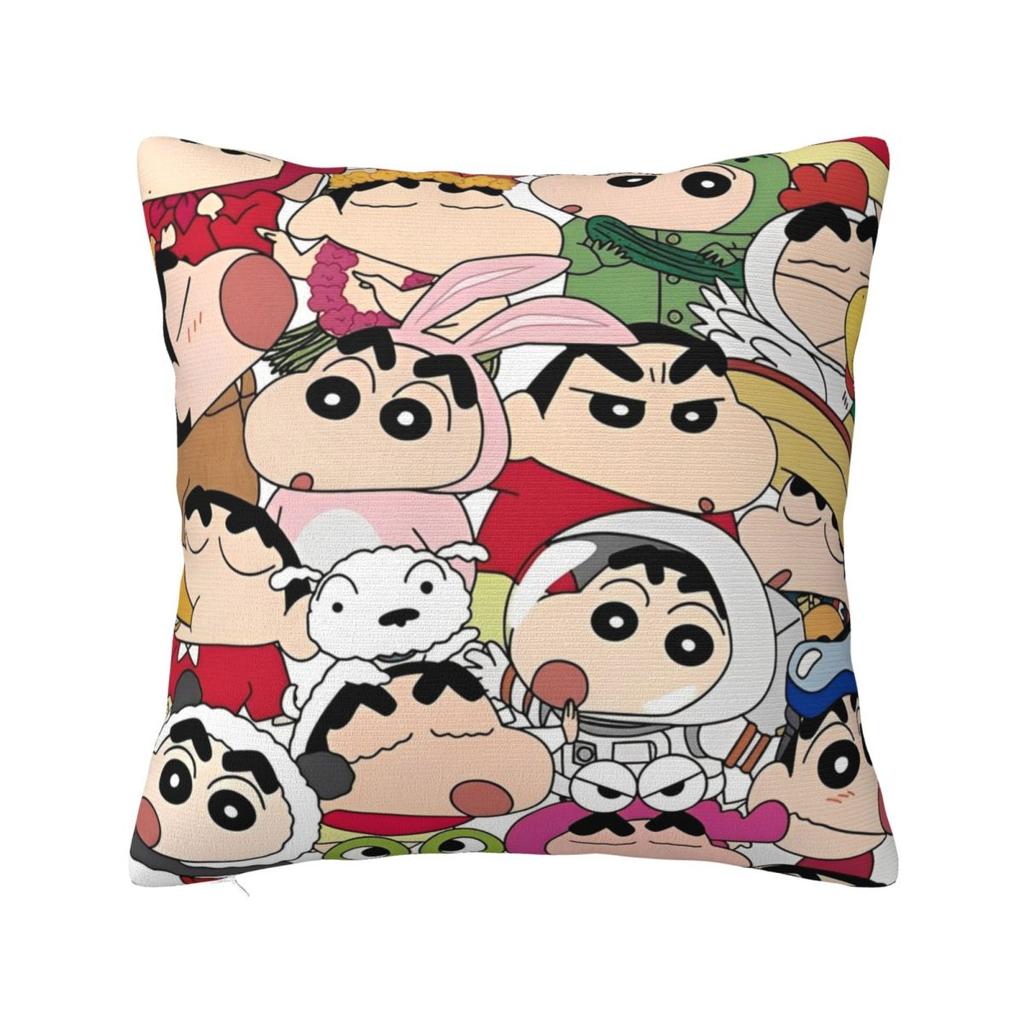 Decorative Pillowcase Crayon Shin-Chans Cartoon Anime Merchandise Seater Pillow Case Cover Square Style Multiple Sizes