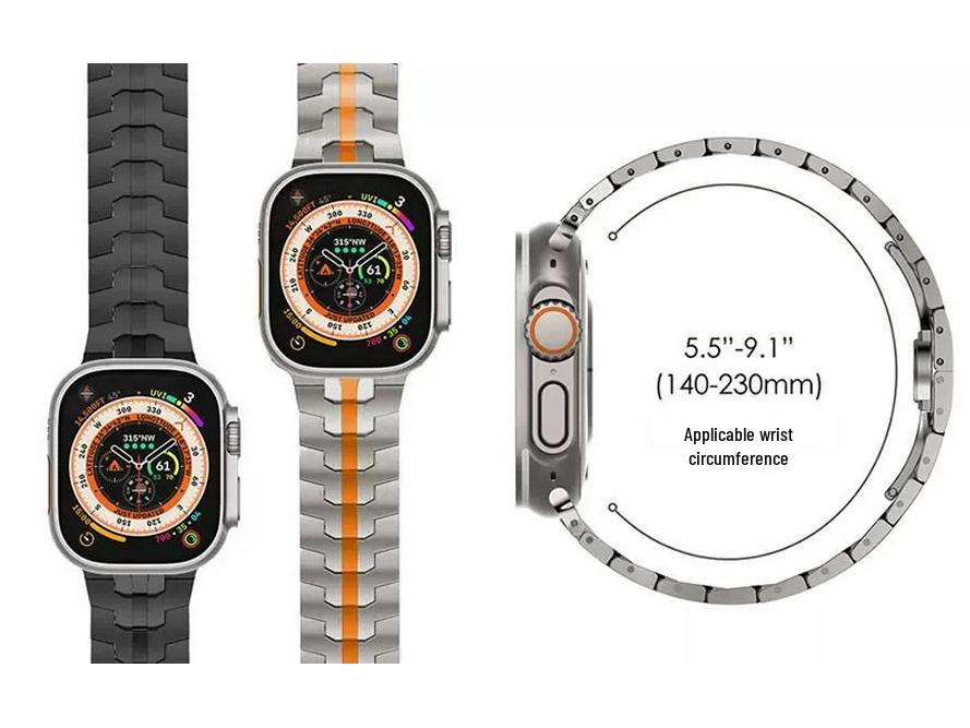 Совместимый ремешок из нержавеющей стали для Apple Watch Ultra с бабочковой застежкой - Спортивная модель