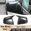 Exterior Rearview Side Mirror Housing Shell Cap Carbon Fiber Pattern Gloss Black Side Door Mirror Cover For Tesla Model Y 3