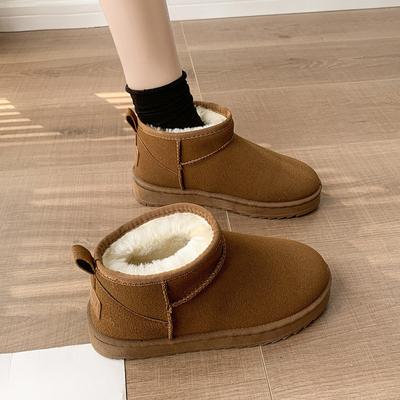 Большие размеры Короткие зимние ботинки на платформе Женская верхняя одежда с флисовой подкладкой Утолщенные теплые ботинки с хлопковой подкладкой Зимние ботинки