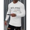 Men's Casual Loose Fit Plus Size MILANO ITALIY Printed Round Neck Long Sleeved T-shirt Top